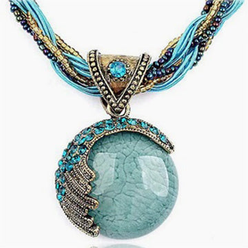 Bohemian Turquoise, Rhinestone Collar Necklace | Vintage Fashion Jewelry.